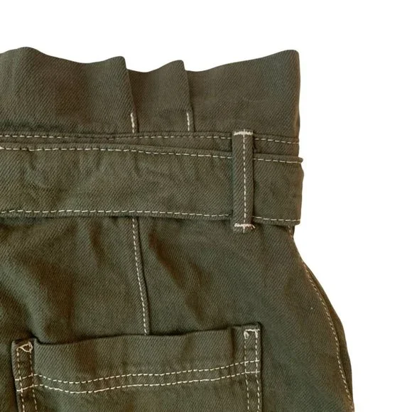 Free People  In The Grass Paper Waist Skirt Army Size 4 - Picture 11 of 14